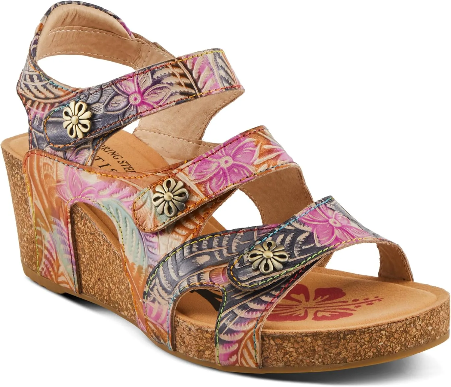 Spring Step L'Artiste Bonvoyage Wedge Sandals for Women - Hand Painted Ladies Platform Sandals - Women's Espadrille sandals for Beaches, Parks, Meadows