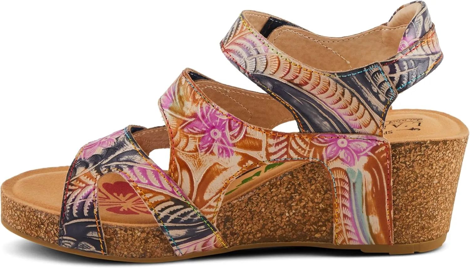 Spring Step L'Artiste Bonvoyage Wedge Sandals for Women - Hand Painted Ladies Platform Sandals - Women's Espadrille sandals for Beaches, Parks, Meadows