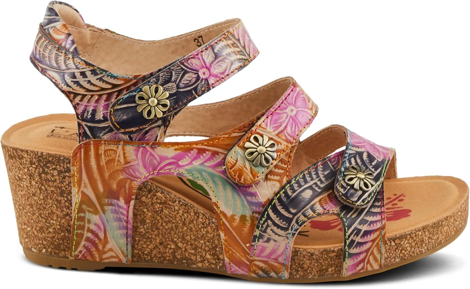 Spring Step L'Artiste Bonvoyage Wedge Sandals for Women - Hand Painted Ladies Platform Sandals - Women's Espadrille sandals for Beaches, Parks, Meadows