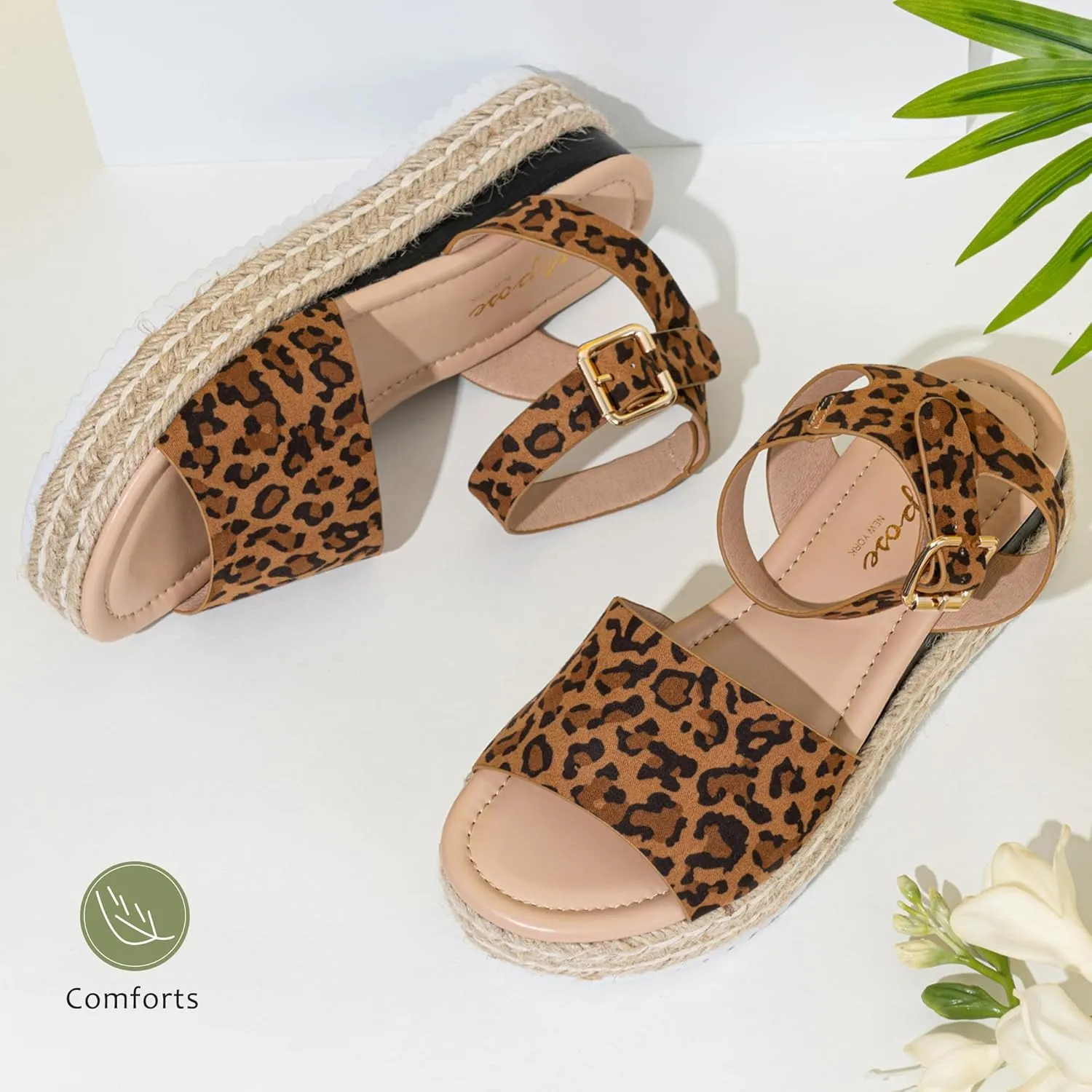 Vepose Women's 400A Platform Wedge Sandals, Summer Espadrilles Sandals with Ankle Strap