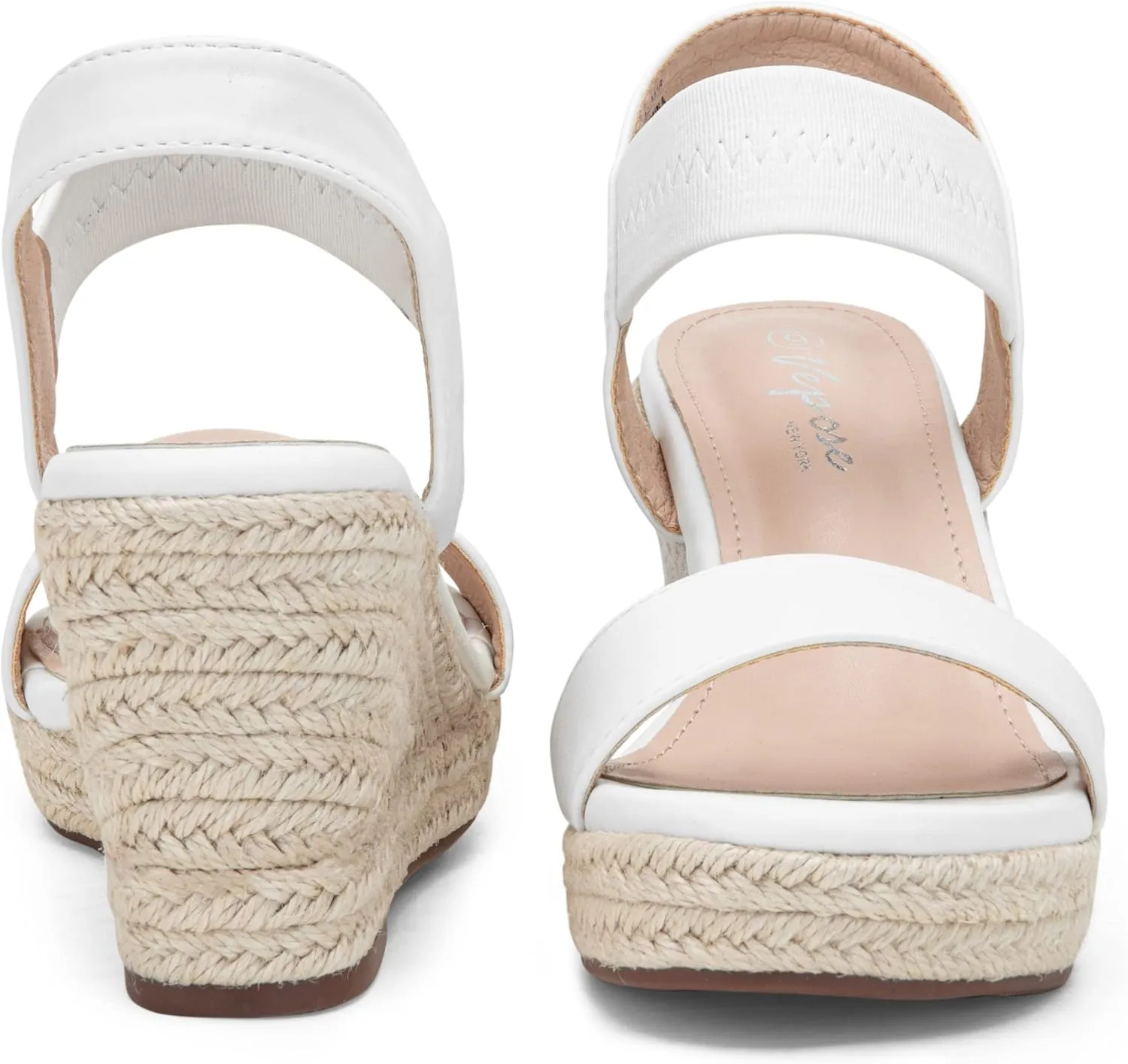 Vepose Women's Wedge Sandals Platform Espadrilles Sandals Elasitc Ankle Strap Open Toe 881 Sandals with 3.5" Inchs High Heel Summer Shoes