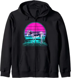 Vintage Retro Sunset Mule Zip Hoodie