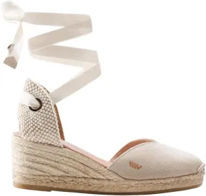 VISCATA Gava Canvas Wedge Handmade 2 ½” Heel Women's Sandals with Breathable Cotton Canvas V-cut Vamp and 100% Natural Jute Midsole for all Casual Occasions