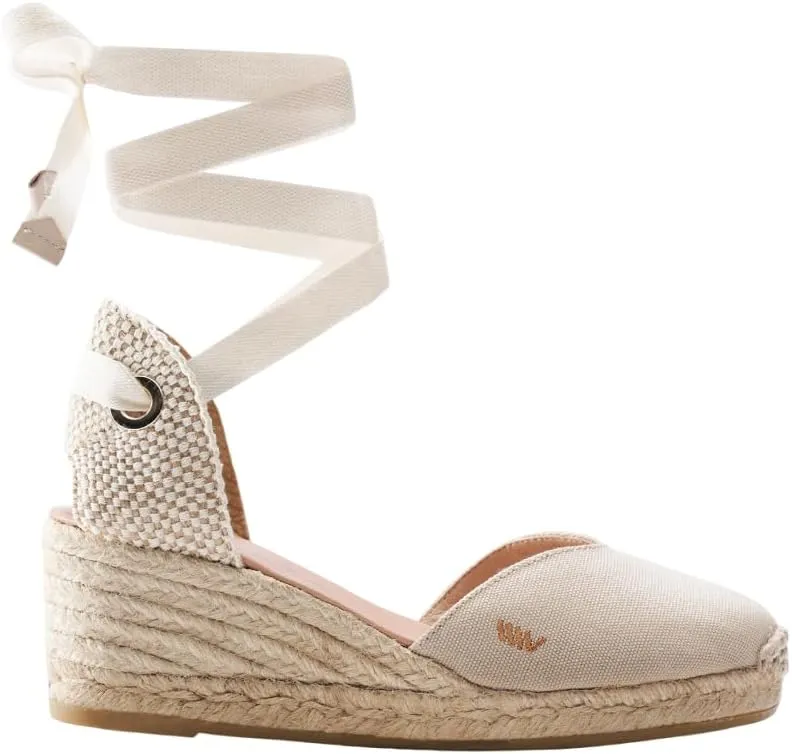 VISCATA Gava Canvas Wedge Handmade 2 ½” Heel Women's Sandals with Breathable Cotton Canvas V-cut Vamp and 100% Natural Jute Midsole for all Casual Occasions