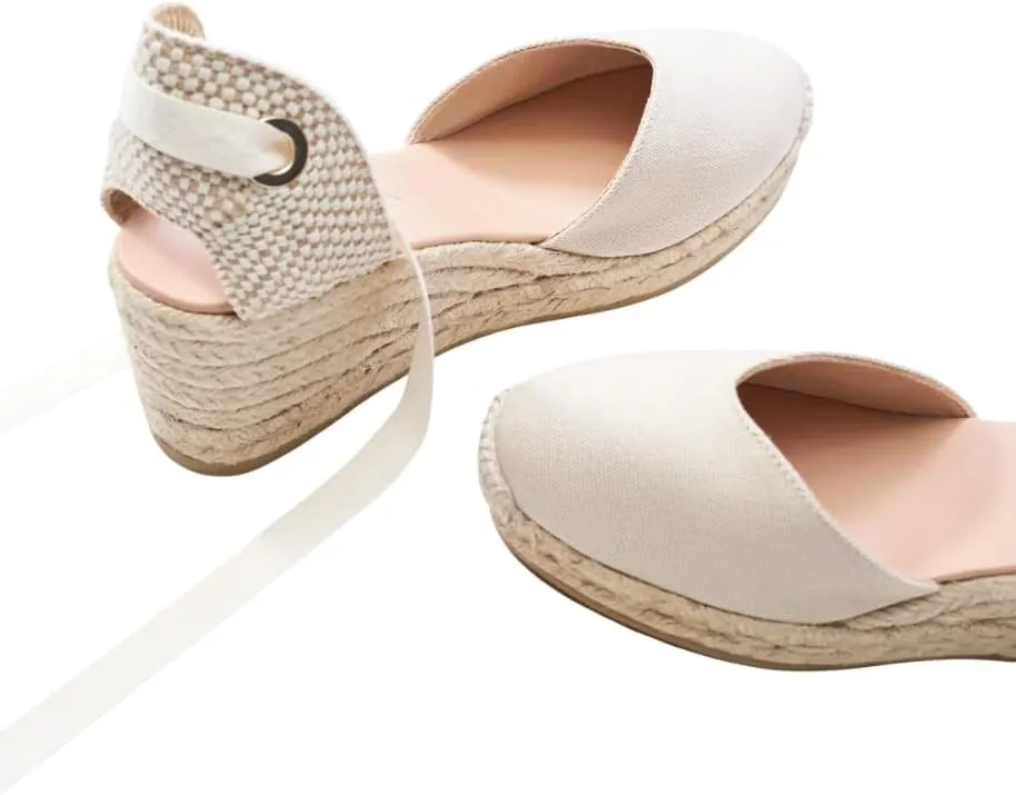 VISCATA Gava Canvas Wedge Handmade 2 ½” Heel Women's Sandals with Breathable Cotton Canvas V-cut Vamp and 100% Natural Jute Midsole for all Casual Occasions