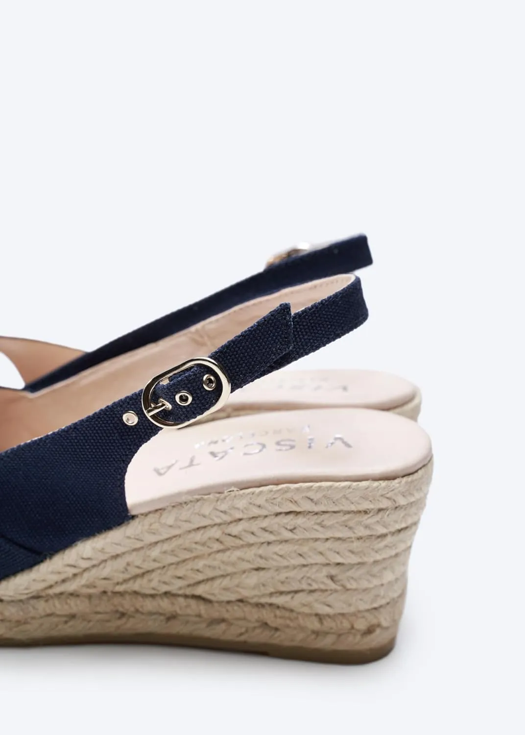 Viscata Llansa Canvas Wedge with Elegant Buckle Flattering 2 ½” Slingback Heel Women's Sandals with Breathable Organic Cotton Canvas and 100% Natural Jute Midsole for all Casual Occasions