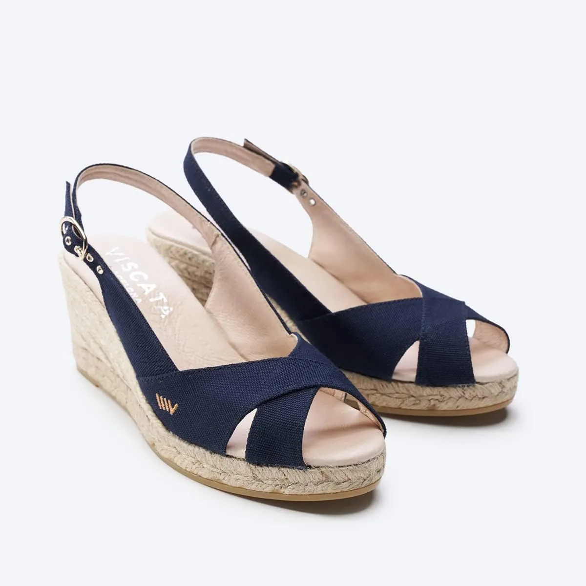 Viscata Llansa Canvas Wedge with Elegant Buckle Flattering 2 ½” Slingback Heel Women's Sandals with Breathable Organic Cotton Canvas and 100% Natural Jute Midsole for all Casual Occasions