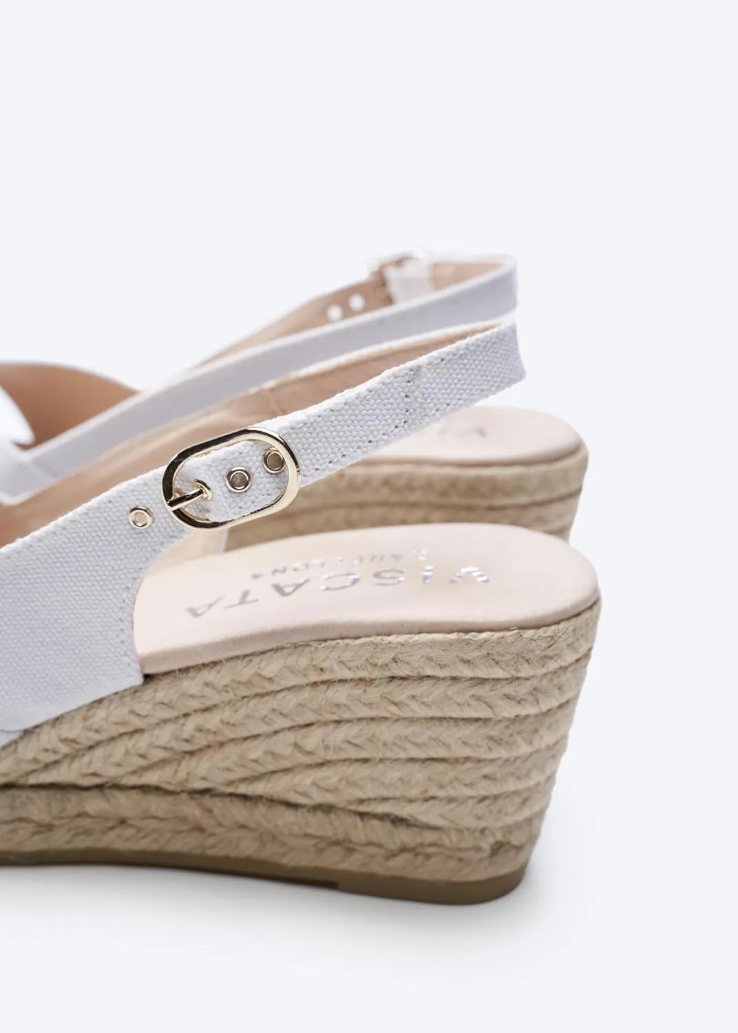 Viscata Llansa Canvas Wedge with Elegant Buckle Flattering 2 ½” Slingback Heel Women's Sandals with Breathable Organic Cotton Canvas and 100% Natural Jute Midsole for all Casual Occasions