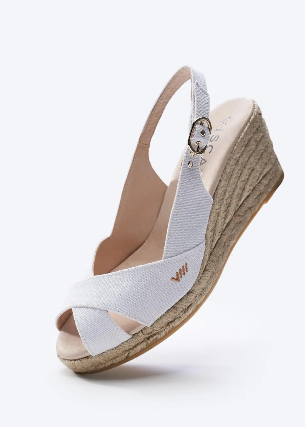 Viscata Llansa Canvas Wedge with Elegant Buckle Flattering 2 ½” Slingback Heel Women's Sandals with Breathable Organic Cotton Canvas and 100% Natural Jute Midsole for all Casual Occasions