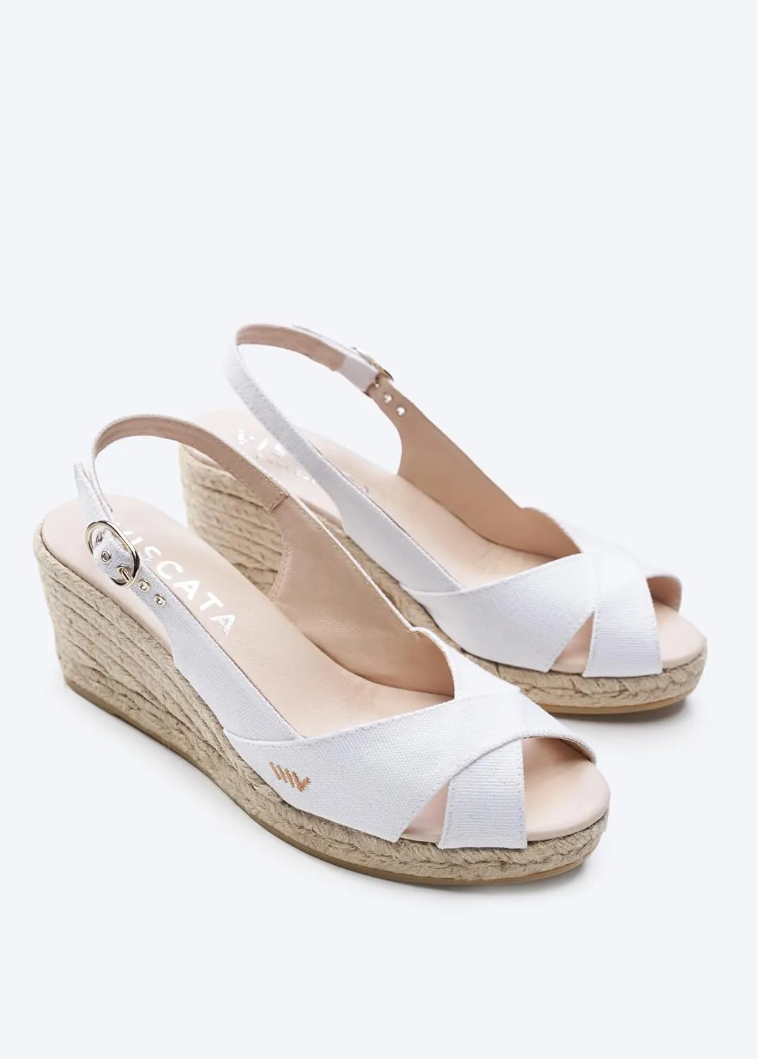 Viscata Llansa Canvas Wedge with Elegant Buckle Flattering 2 ½” Slingback Heel Women's Sandals with Breathable Organic Cotton Canvas and 100% Natural Jute Midsole for all Casual Occasions