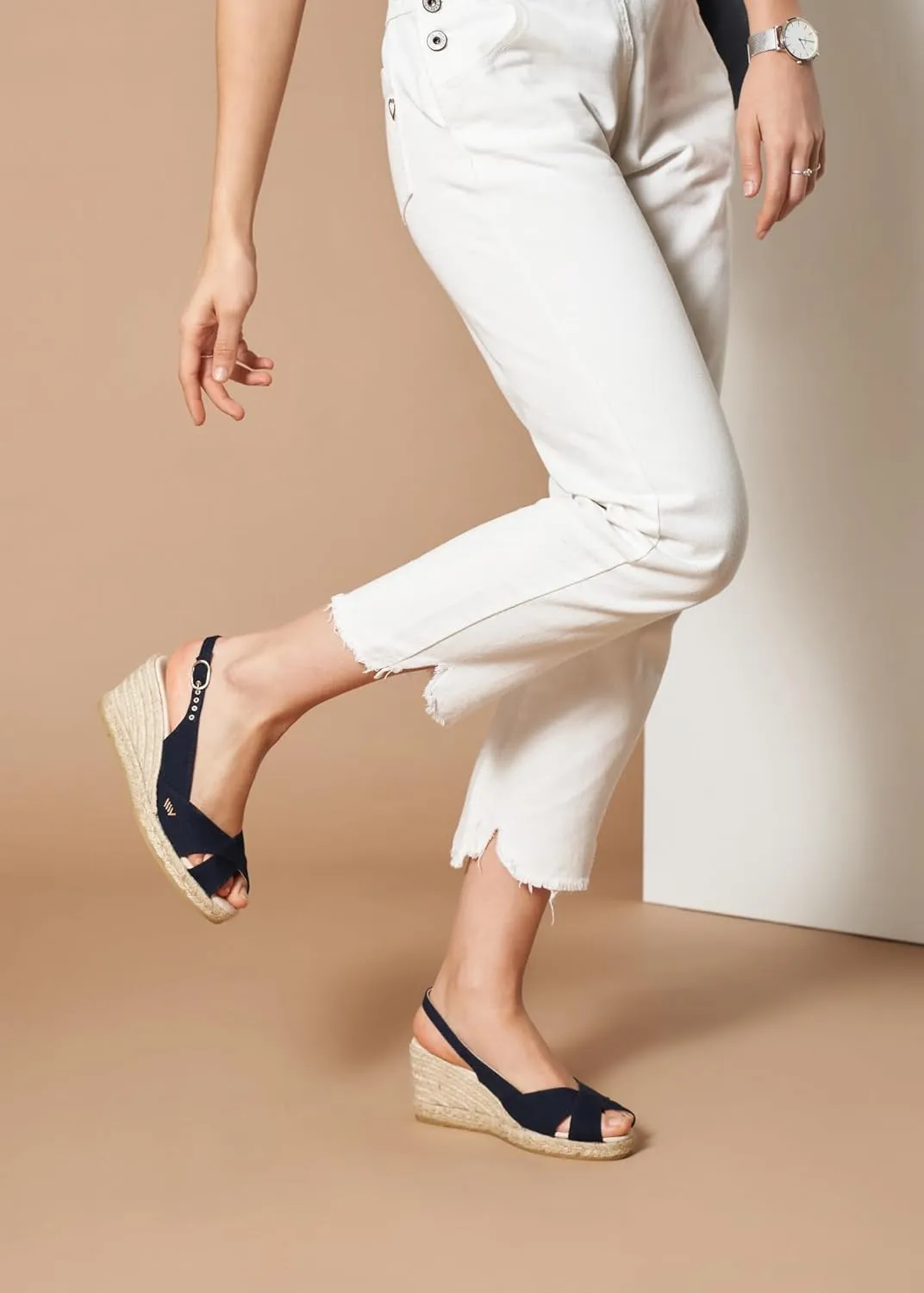 Viscata Llansa Canvas Wedge with Elegant Buckle Flattering 2 ½” Slingback Heel Women's Sandals with Breathable Organic Cotton Canvas and 100% Natural Jute Midsole for all Casual Occasions