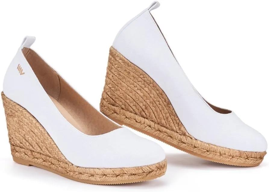 Viscata Marquesa Espadrille Canvas Wedges Spain Handmade 3 ½” Heel Women's Pumps with Breathable Organic Cotton Canvas and 100% Natural Jute Midsole for All Occasions: Casual, Work, Party