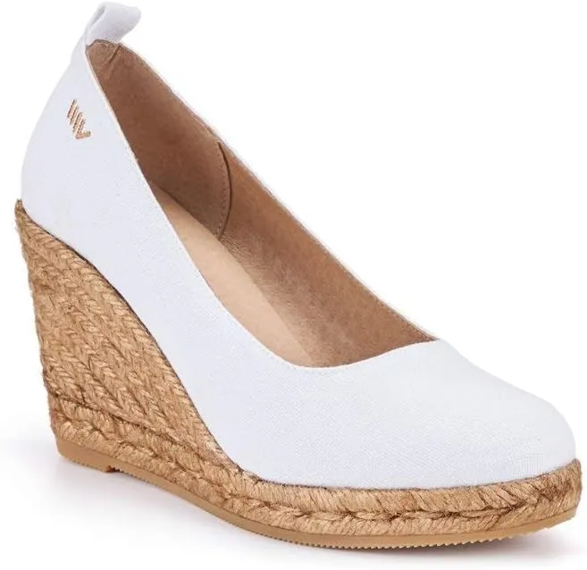 Viscata Marquesa Espadrille Canvas Wedges Spain Handmade 3 ½” Heel Women's Pumps with Breathable Organic Cotton Canvas and 100% Natural Jute Midsole for All Occasions: Casual, Work, Party
