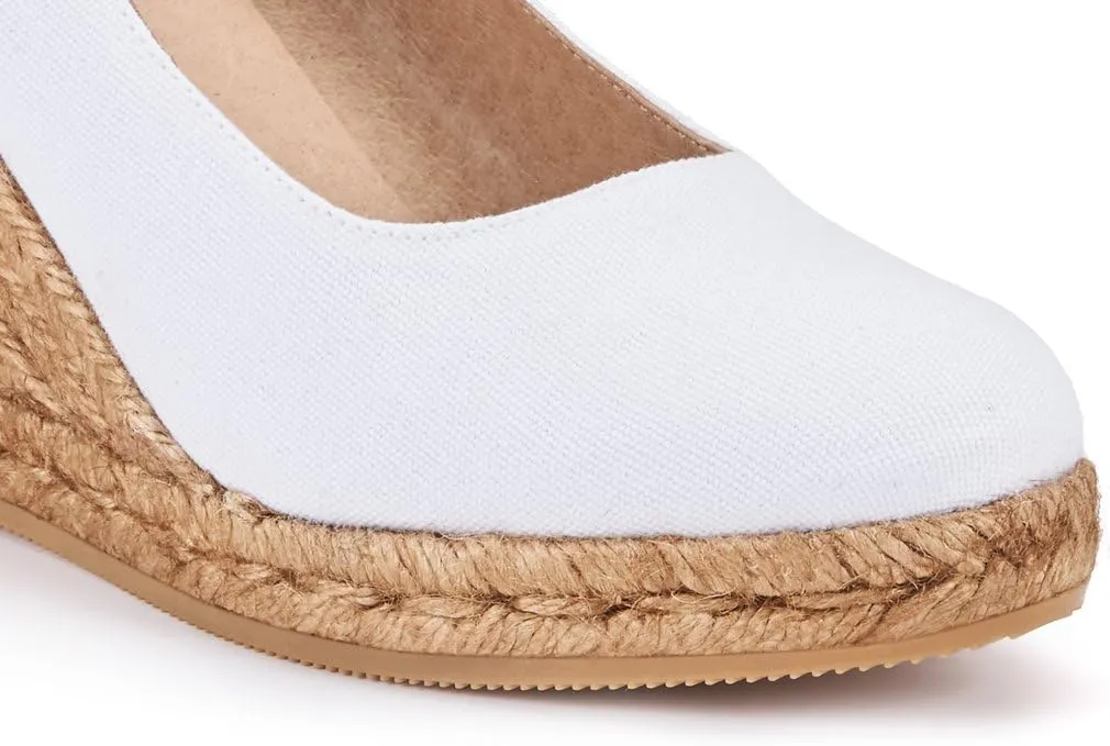 Viscata Marquesa Espadrille Canvas Wedges Spain Handmade 3 ½” Heel Women's Pumps with Breathable Organic Cotton Canvas and 100% Natural Jute Midsole for All Occasions: Casual, Work, Party