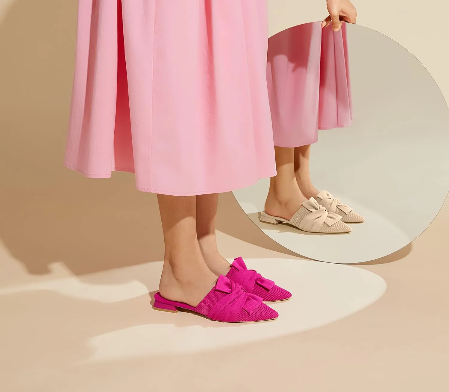 VIVAIA Yaffa Mules for Women Slip On Pointed-Toe Knot Mules Women's Casual Slip on Washable Comfortable Shoes Pointed-Toe Style