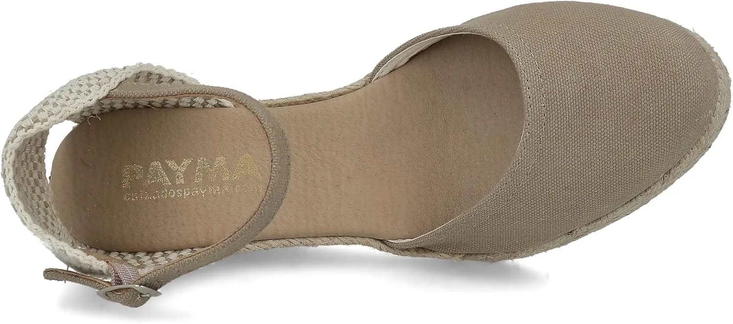 Wedge Sandals for Women. Made in Spain. Classic 5 Strings Height. Jute Espadrille with Buckle. Padded Fabric Insole. Rubber Outsole.