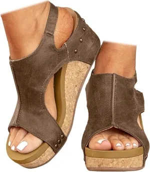 Wide Width Platform Wedge Sandals For Women Summer Dressy, Women's Open Toe Buckle Ankle Strap Summer Platform Wedge Sandals, Ladies Comfortable Low Heel Sandal Wedding Party Dress Shoe
