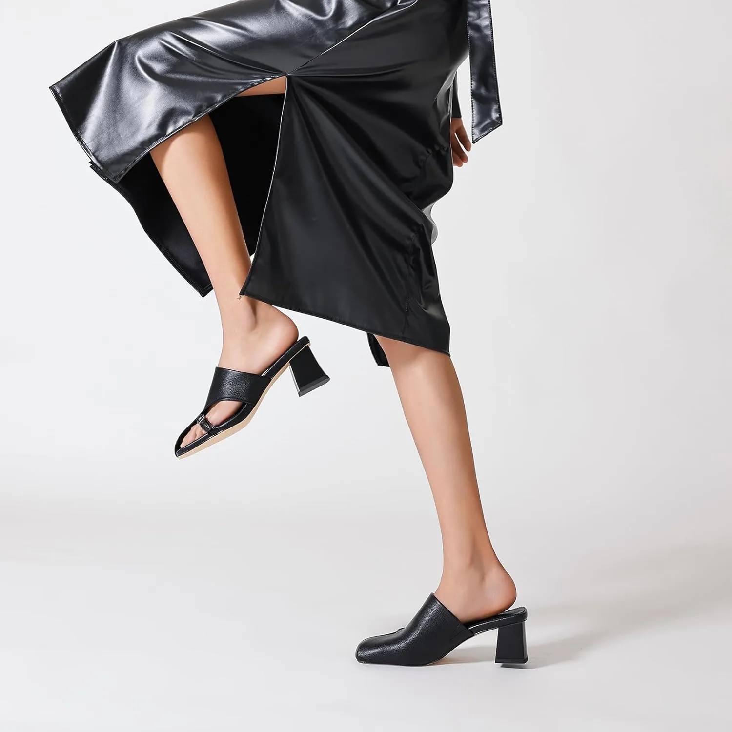 Women Heeled Mules Half-Toe Block Heel Sandals Comfortable Pumps