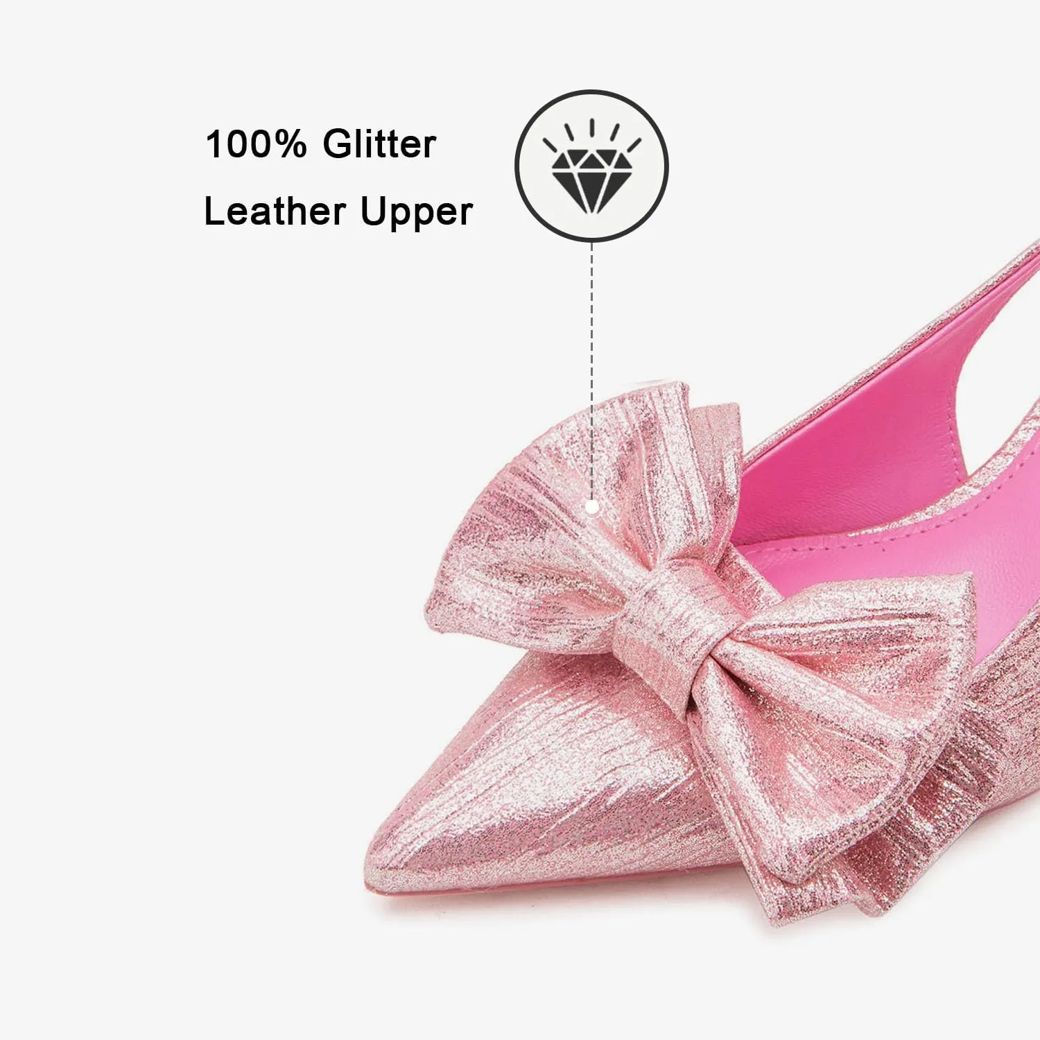 Women's Bow Slingback Pumps Women Dressy Comfortable Kitten Heels with Genuine Leather Insole Womens Closed Heeled Sandal for Dress Party Comfortable Footwear