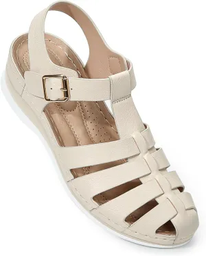 Women's Closed Toe Fisherman Sandals Hollow Out Comfortable Wedge Sandal