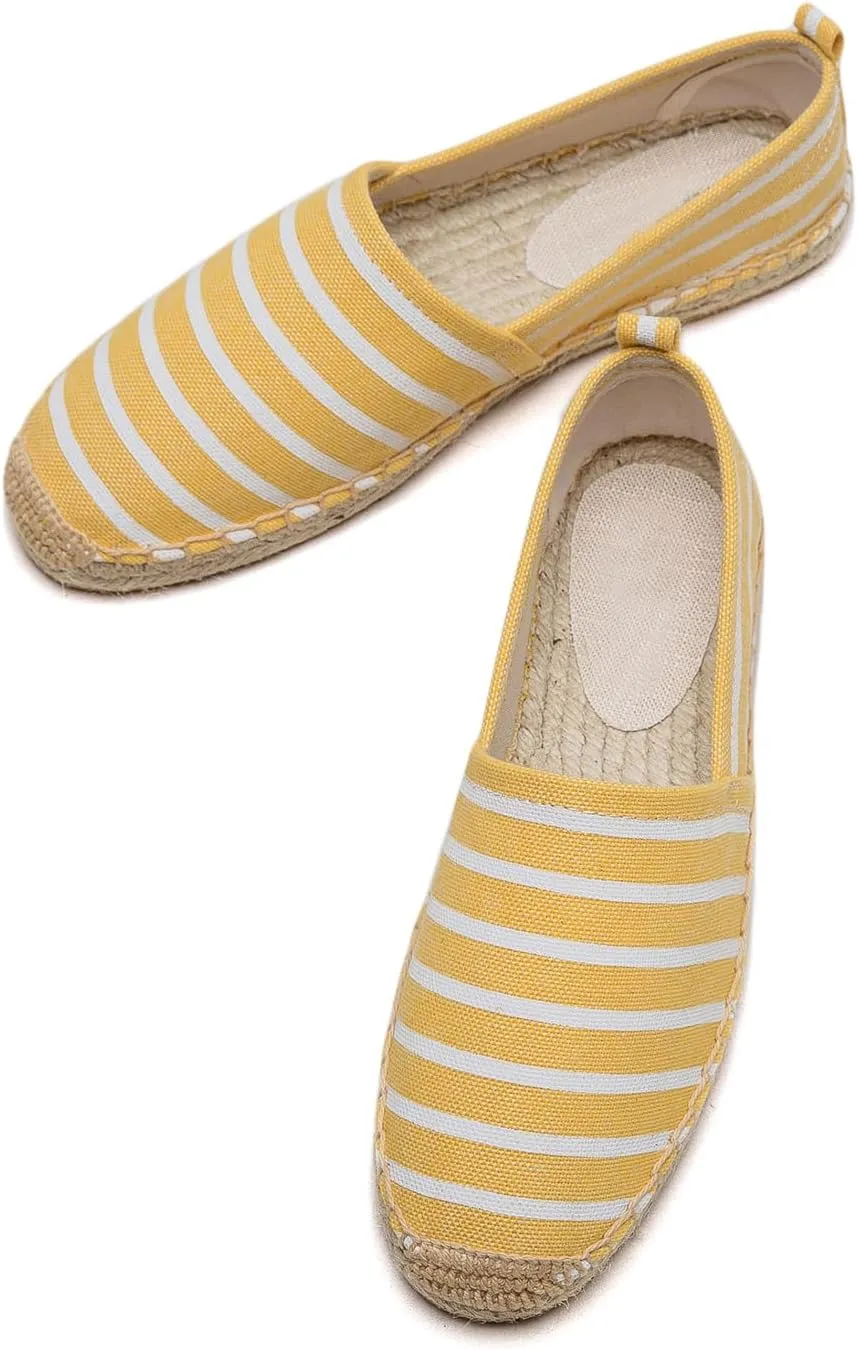 Women's Espadrilles Loafers Closed Toe Comfortable Canvas Flats Slip-on Spring Casual Espadrille Sole Flat Shoes