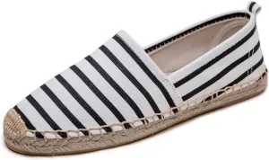 Women's Espadrilles Loafers Closed Toe Comfortable Canvas Flats Slip-on Spring Casual Espadrille Sole Flat Shoes