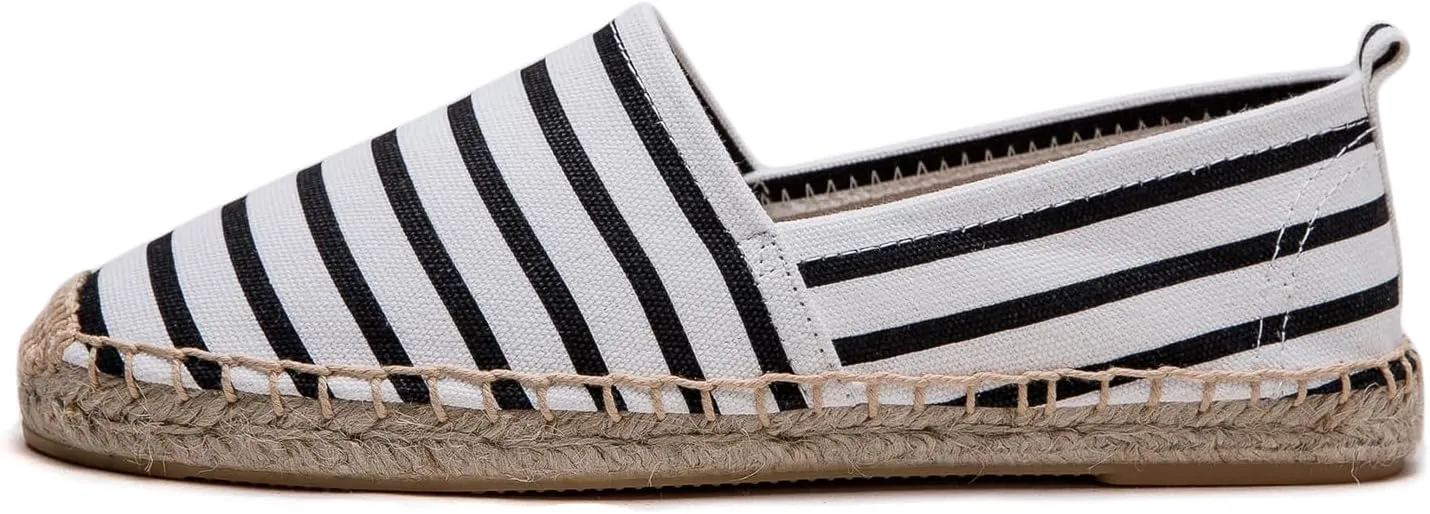 Women's Espadrilles Loafers Closed Toe Comfortable Canvas Flats Slip-on Spring Casual Espadrille Sole Flat Shoes