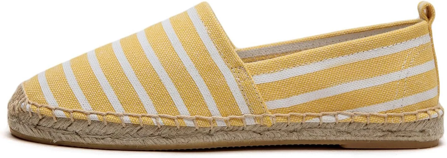 Women's Espadrilles Loafers Closed Toe Comfortable Canvas Flats Slip-on Spring Casual Espadrille Sole Flat Shoes