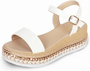 Women's Platform Sandals Buckle Ankle Strap Espadrille Open Toe Boho Wedge Sandals Size 6-11