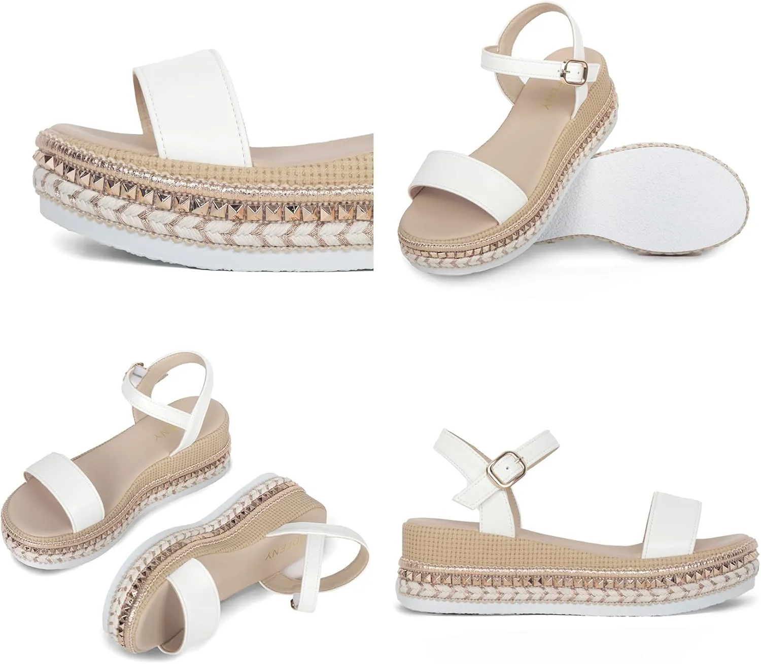 Women's Platform Sandals Buckle Ankle Strap Espadrille Open Toe Boho Wedge Sandals Size 6-11