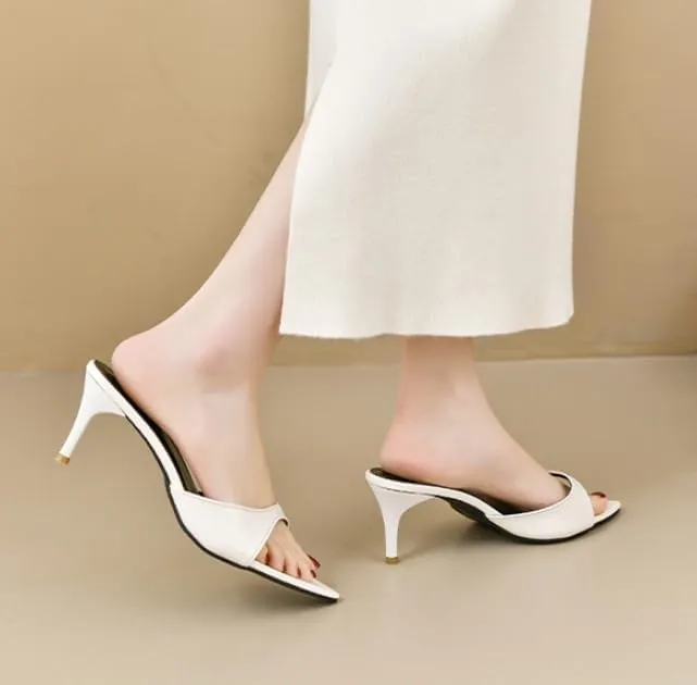Women's Pointed Toe Mueller Sandals, Open Toe Kitten Heel Suitable for Party, Formal Wedding