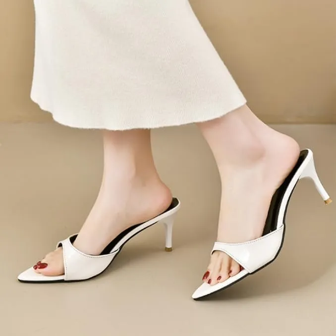 Women's Pointed Toe Mueller Sandals, Open Toe Kitten Heel Suitable for Party, Formal Wedding