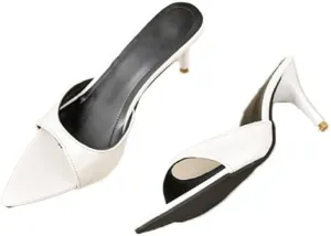 Women's Pointed Toe Mueller Sandals, Open Toe Kitten Heel Suitable for Party, Formal Wedding