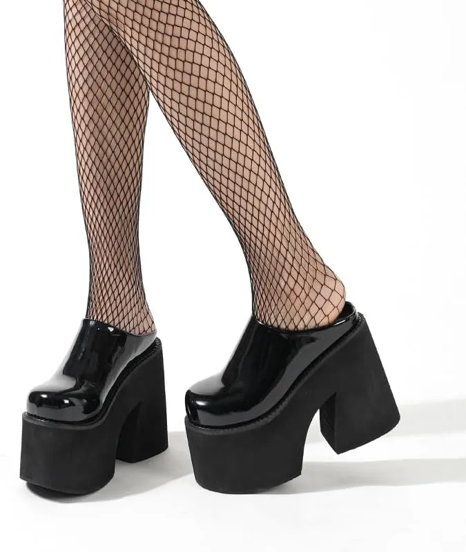 Women's Slip on Platform Mules, Closed Toe Slide Sandals, Chunky High Heel Slipper Mule Shoes