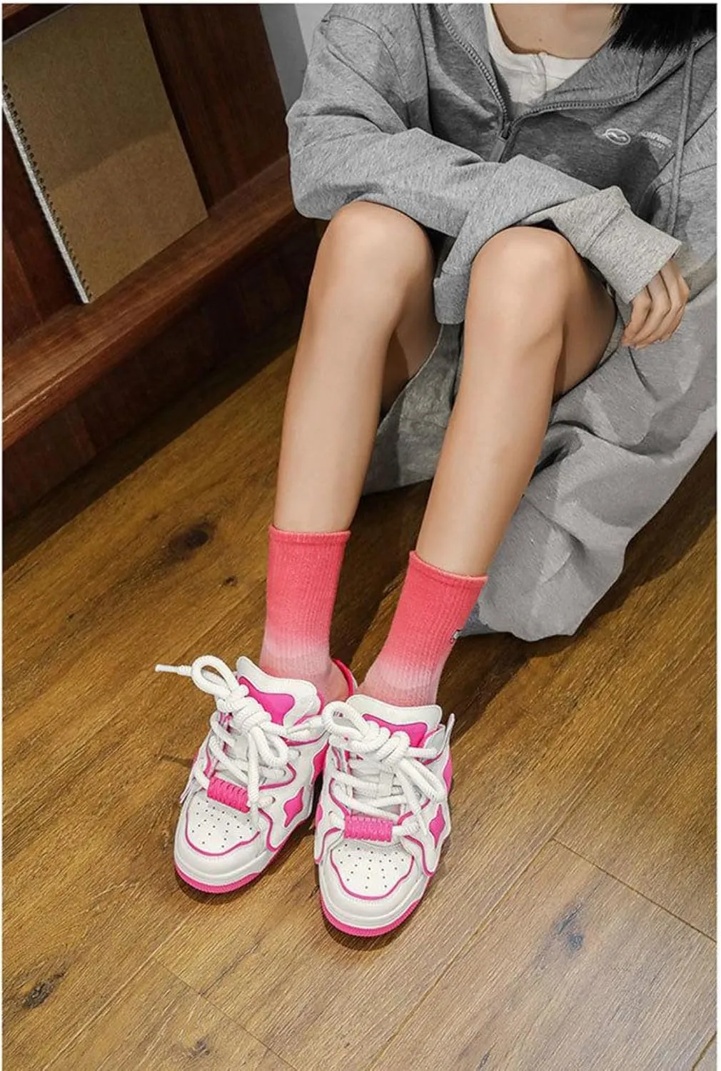 Women's Star Mules Slip-On Shoes Trendy Open Back Sneakers Memory Foam Slip-Resistant Sole for Street Errands Vacations