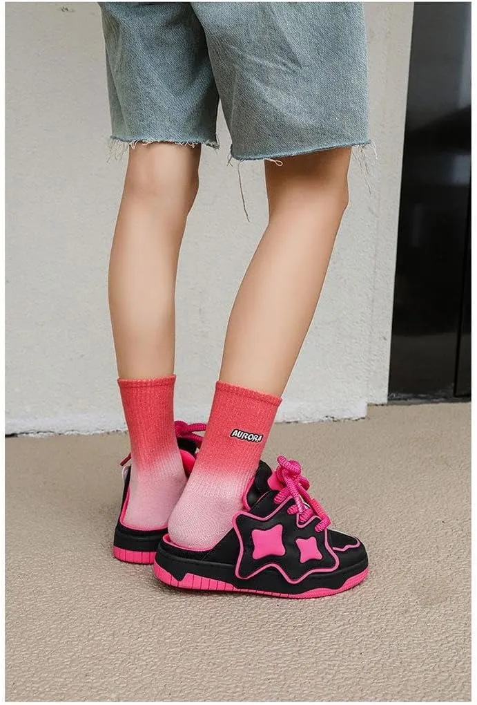 Women's Star Mules Slip-On Shoes Trendy Open Back Sneakers Memory Foam Slip-Resistant Sole for Street Errands Vacations