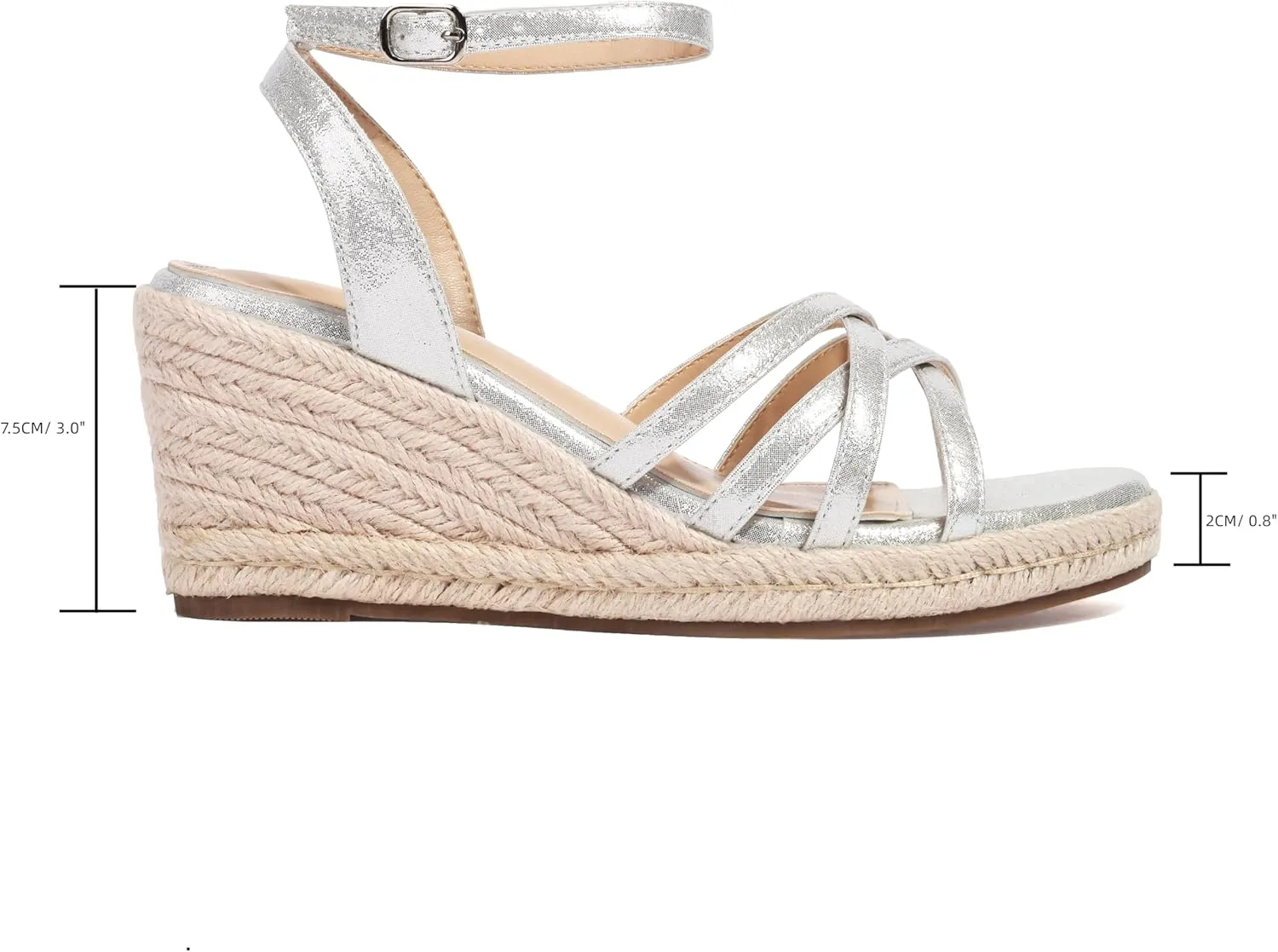 XIEDA Women's Open Toe Platform Strappy Espadrilles Wedges 3 Inch for Vacation Beach Dressy Comfortable Summer Wedge Sandals