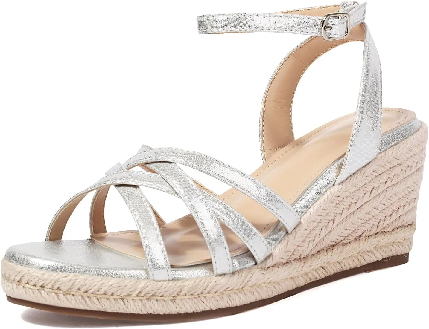 XIEDA Women's Open Toe Platform Strappy Espadrilles Wedges 3 Inch for Vacation Beach Dressy Comfortable Summer Wedge Sandals