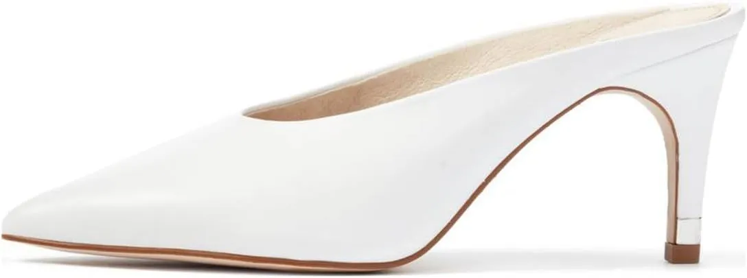 XYD Women Retro Pointed Toe Mid Heel Mules Slip On Clog Sandals Casual Slide Pumps Shoes