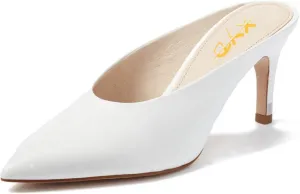 XYD Women Retro Pointed Toe Mid Heel Mules Slip On Clog Sandals Casual Slide Pumps Shoes