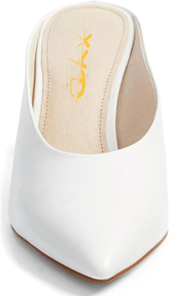 XYD Women Retro Pointed Toe Mid Heel Mules Slip On Clog Sandals Casual Slide Pumps Shoes