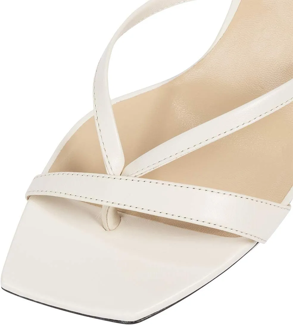YDN Women's Square Open Toe Sandal Slides Kitten Heel Slip on Flip Flops Stiletto Party Slippers Heeled Mule Shoes Size-4-15 US