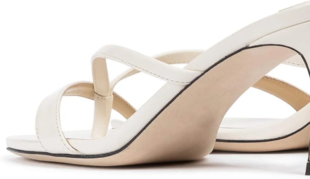 YDN Women's Square Open Toe Sandal Slides Kitten Heel Slip on Flip Flops Stiletto Party Slippers Heeled Mule Shoes Size-4-15 US